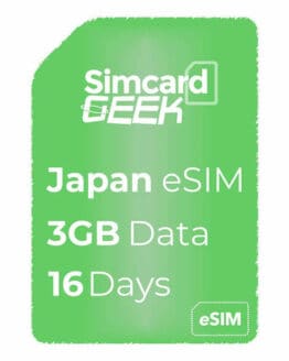 Japan eSIM | 3GB Data | 16 Days | JPY ¥2,800